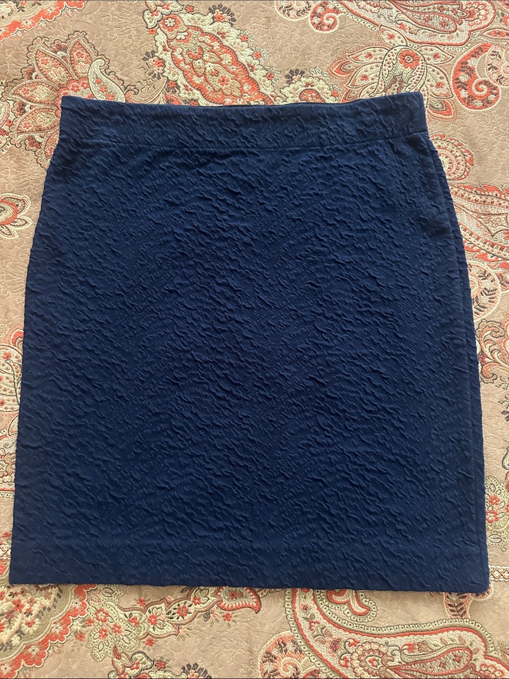 LOFT Navy Textured Pencil Skirt